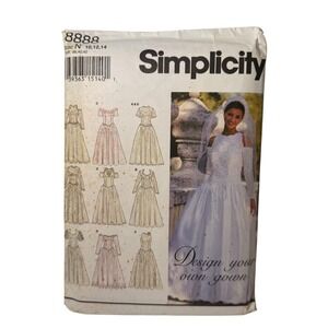 Vintage Simplicity #8888 MIsses' Design Your Own Wedding Gown - Size 10-14
